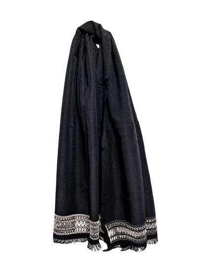 Çınarcık İşi Handmade Black Etol Shawl (on Kutnu Fabric) PGI