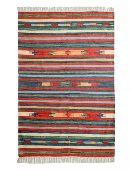 Original Hand Woven Dhurrie Indian Rug Large Size GI 139,5cm x 215cm