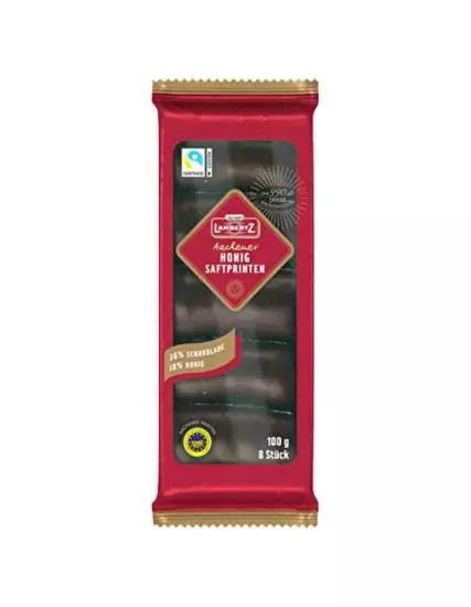 Lambertz Honig-Printen Honey Dark Chocolate 100g IGP