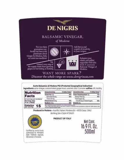 De Nigris Balsamic Vinegar of Modena 500ml PGI