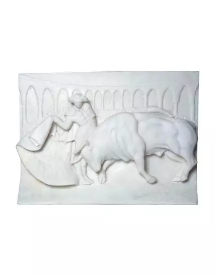 Matador Bull Relief Decorative Sculpture Afyon Marble PGI