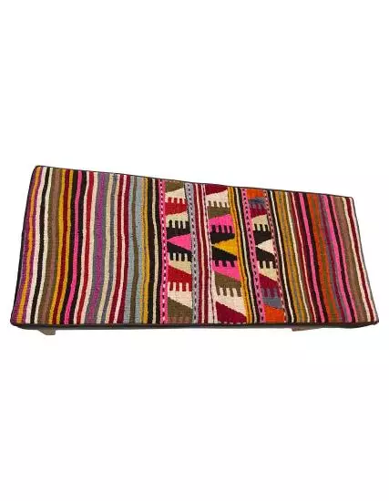 Hand Woven Oushak Kilim Coated Solid Bench (Special Production)