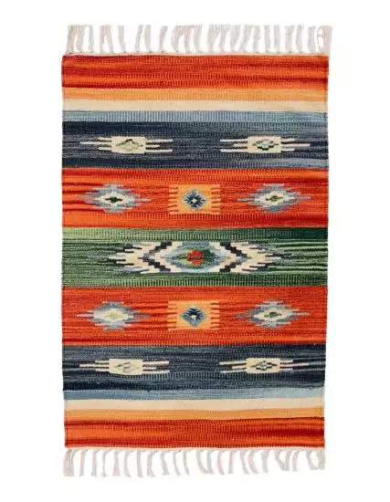 Original Hand Woven Dhurrie Indian Rug Mat with GI 62cm x 106cm