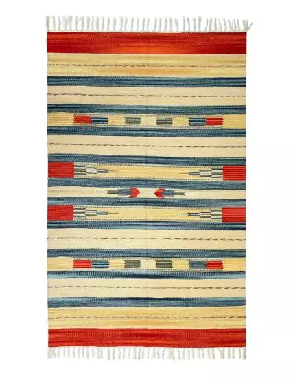 Hand Woven Original Dhurrie Indian Rug Large Size GI 118cm x 198cm