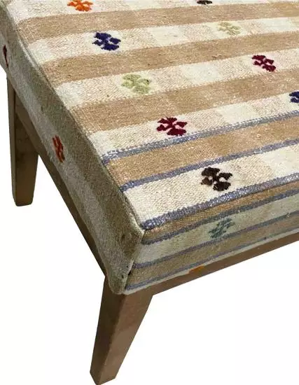 Hand Woven Osmaniye Karatepe Cecim Kilim Coated Solid Bench