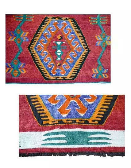 Hand Woven Root Dye Afyon Turkish Kilim