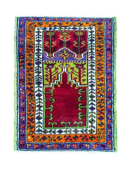 Antique Konya Inlice Prayer Turkish Rug 110 Years